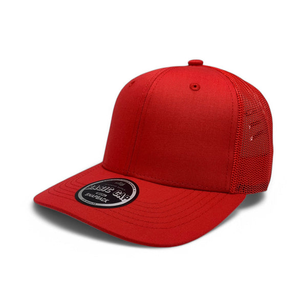 Plain Slide Curve 6Panel Mesh Hat 6001 Adjustable Snapback - RED