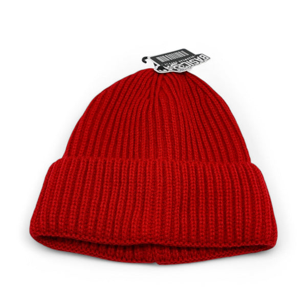 BASIC CAP Plain Fisherman Beanie PFB Knit Cap - RED