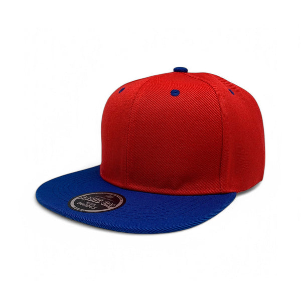 Basic Cap Plain Poly Snapback Hat 8002 - RED/ROYAL