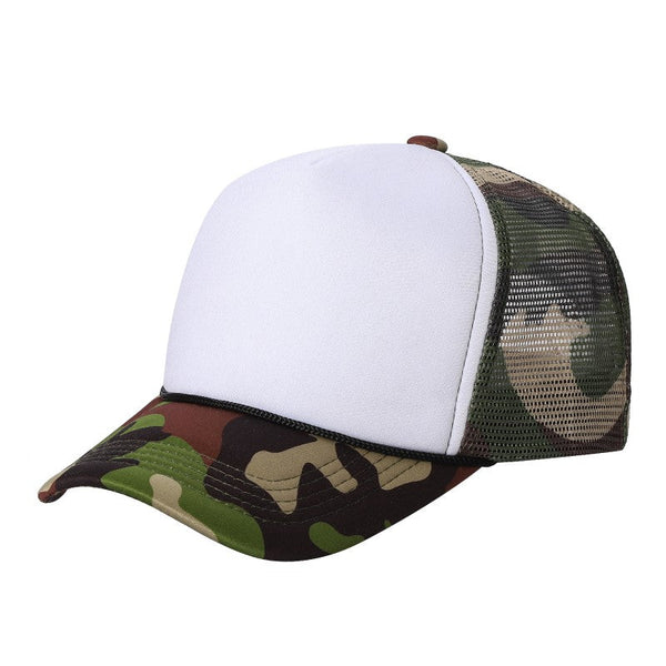 STM-Sponge Trucker Mesh Cap – Breathable Mesh Back Snapback Hat - WHT/G.CAMO