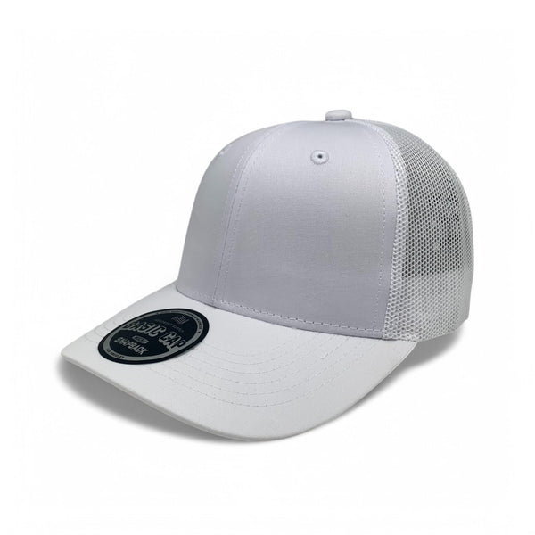 BASIC CAP Plain 6Panel Curve JUNIOR Mesh 6009 - WHITE