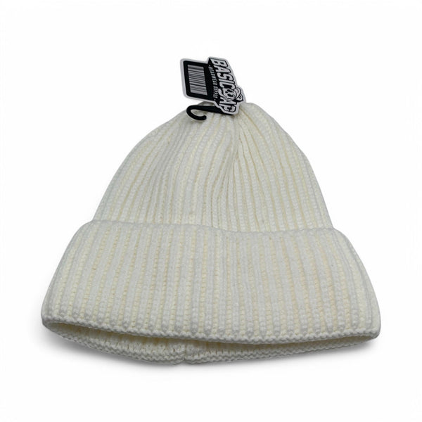 BASIC CAP Plain Fisherman Beanie PFB Knit Cap - WHITE