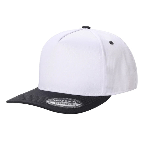 Premium TC-5-Panel 2-Tone Snapback Cap – Structured Fit, Cotton/Poly Blend - WHT/BLK