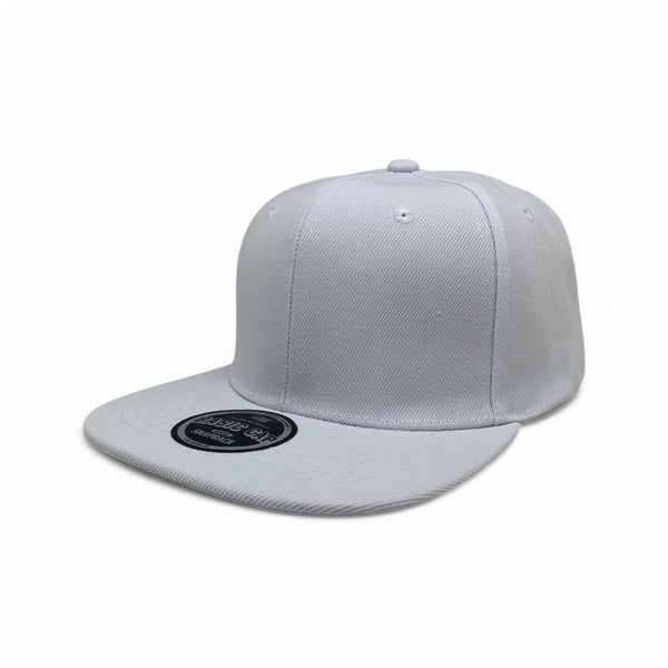 Basic Cap Plain Poly Snapback Hat 8002 - WHITE
