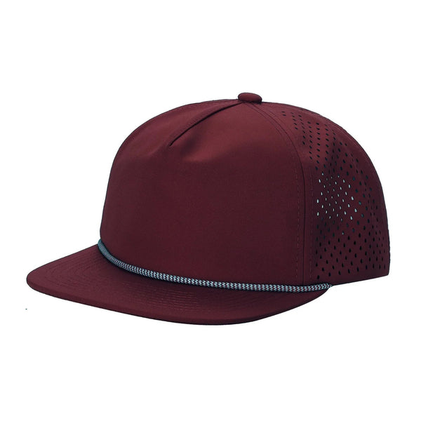 5WPR-5PANEL WATER PROOF HAT WITH ROPE - WINE